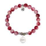 Cherry Jade Gemstone Bracelet with Endless Love Grandma Sterling Silver Charm