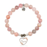 Madagascar Quartz Gemstone Bracelet with Heart Mom Sterling Silver Charm