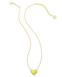 Kendra Scott Ari Heart Gold Pendant Necklace in Chartreuse Magnesite