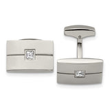 Stainless Steel CZ Rectangle Cufflinks