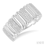 Bold Silver & Diamond Ribbed Ring