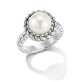 JAI Silver Pearl Basketweave Pattern Ring