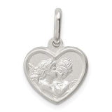 Sterling Silver Satin Angel Heart Charm