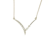 14kw .20ctw Round & MQ Shape Diamond V Necklace