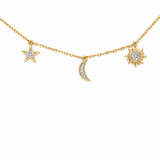 Diamond Sun, Moon & Star Necklace