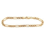 Gold 4.5mm Figaro Chain Bracelet, 7.5
