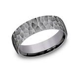 THE SHREDDER - Tantalum Grey Metals Hammered Finish Men's Wedding Band