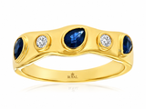 Pear Sapphire & Diamond Freeform Ring