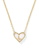 Kendra Scott Heart Letter L Gold Ivory Mother of Pearl Short Pendant Necklace