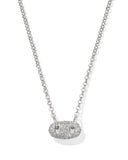 Kendra Scott Bailey Silver Pave Short Pendant Necklace in White Crystal