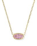 Kendra Scott Elisa Luxe Gold Short Pendant Necklace in Light Pink CZ