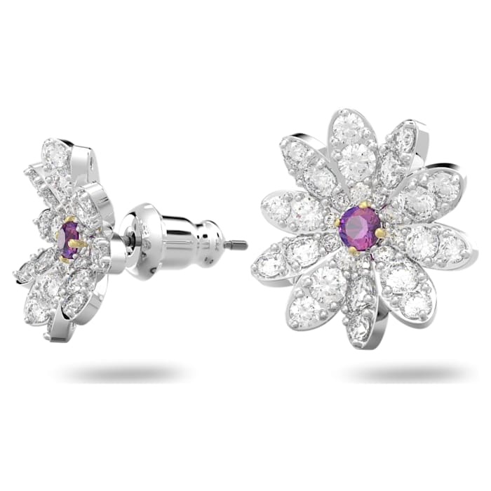 Swarovski Eternal Flower stud earrings, Flower, Pink