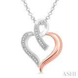 Silver & Rose Gold Heart Shape Diamond Fashion Pendant