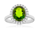 Peridot Ring with Diamond Halo