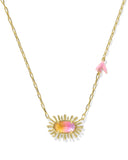 Kendra Scott Elisa Bird Gold Short Pendant Necklace in Sunrise Watercolor Illusion