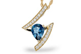 London Blue Topaz & Diamond Zig Zag Pendant