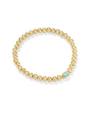 Kendra Scott Mini Elaina Gold Stretch Bracelet in Light Teal Kyocera Opal