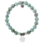 Larimar Gemstone Bracelet with Thank You Flower Sterling Silver Charm