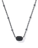 Kendra Scott Mini Elisa Gunmetal Satellite Short Pendant Necklace in Black Drusy