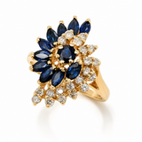Sapphire & Diamond Spiral Ring