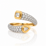 Diamond Bypass Ring with Mixed-Shape Bezel Accents