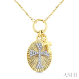 Diamond Fluted Cross Charm Necklace