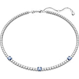 Swarovski Matrix Tennis necklace, Mixed cuts, Blue