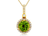 Peridot & Diamond Halo Pendant