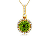 Peridot & Diamond Halo Pendant