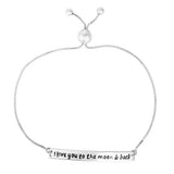 Silver Love to the Moon & Back Lariat Bracelet