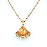 Fantasy Cut Citrine & Diamond Pendant