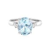 Oval Aquamarine Ring with Diamond Accents