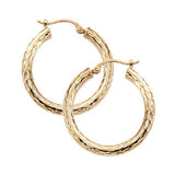 Gold 25mm Textured Tube Hoop Earrings