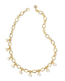 Kendra Scott Ashton Gold Pearl Chain Necklace in White Pearl