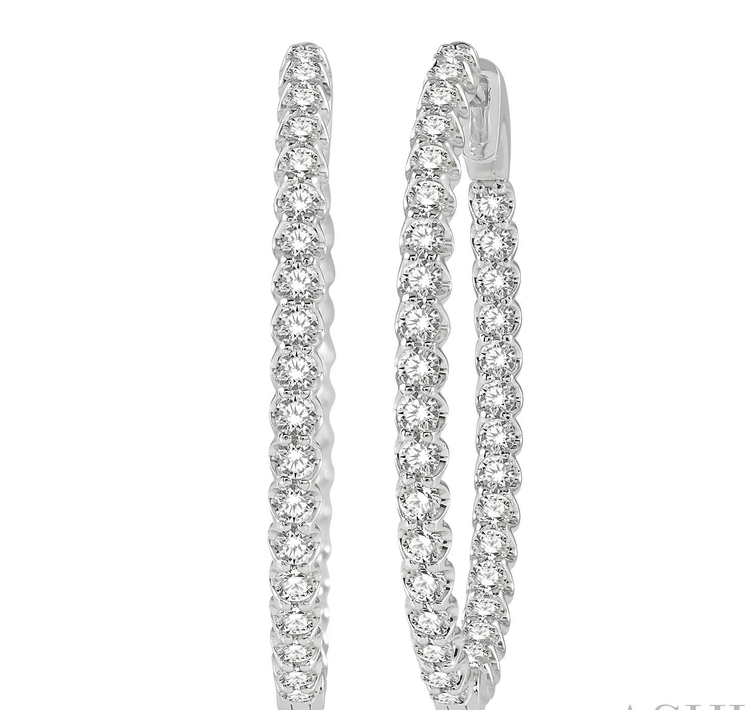 3ctw Diamond Inside/Outside Hoop Earrings