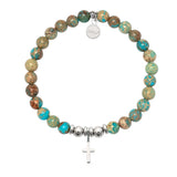 Cross Charm with Turquoise Jasper Charity Bracelet