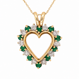 Emerald & Diamond Open Heart Pendant