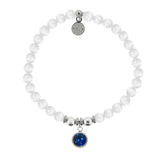 HELP Collection: Birthstone Collection - September Sapphire Crystal Charm with White Cats Eye Charity Bracelet