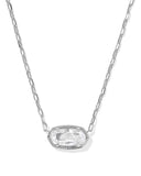 Kendra Scott Elisa Luxe Silver Short Pendant Necklace in White CZ