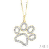 Gold Vermeil Diamond Paw Print Pendant