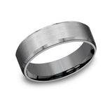 THE NOBLEMAN - Tantalum Grey Metals Satin-Finish Beveled-Edge Men's Wedding Band