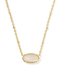 Kendra Scott Tiger Striped Elisa Gold Short Pendant Necklace, Mother-Of-Pearl