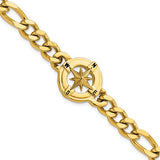 Stainless Steel Gold-plated Compass Bracelet, 8.75