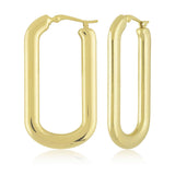 Gold Vermeil Long Flat Rounded Rectangle Hoops