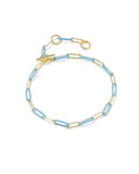 Courtney Gold Enamel Link and Chain Bracelet, Light Blue