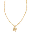 Kendra Scott Crystal Letter N Gold Short Pendant Necklace in White Crystal