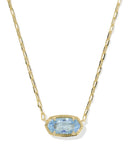 Kendra Scott Elisa Luxe Gold Short Pendant Necklace in Light Blue CZ