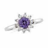 Lab-Grown Alexandrite & Diamond Halo Ring