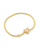 Kendra Scott Ari Heart Gold Stretch Bracelet in Rose Quartz