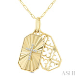 Diamond Fluted Cross Petite Dog Tag Pendant